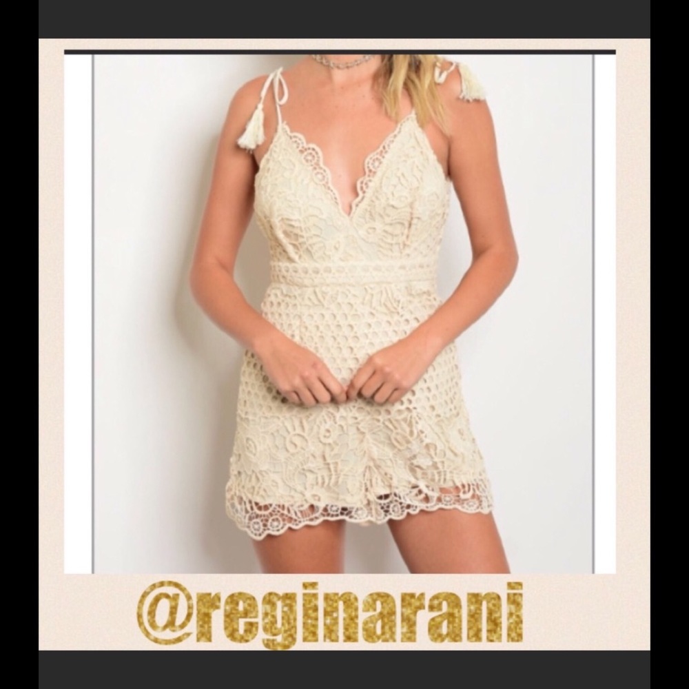 ⚠️only 2 left⚠️cream beige lace detailed romper - Picture 2 of 8